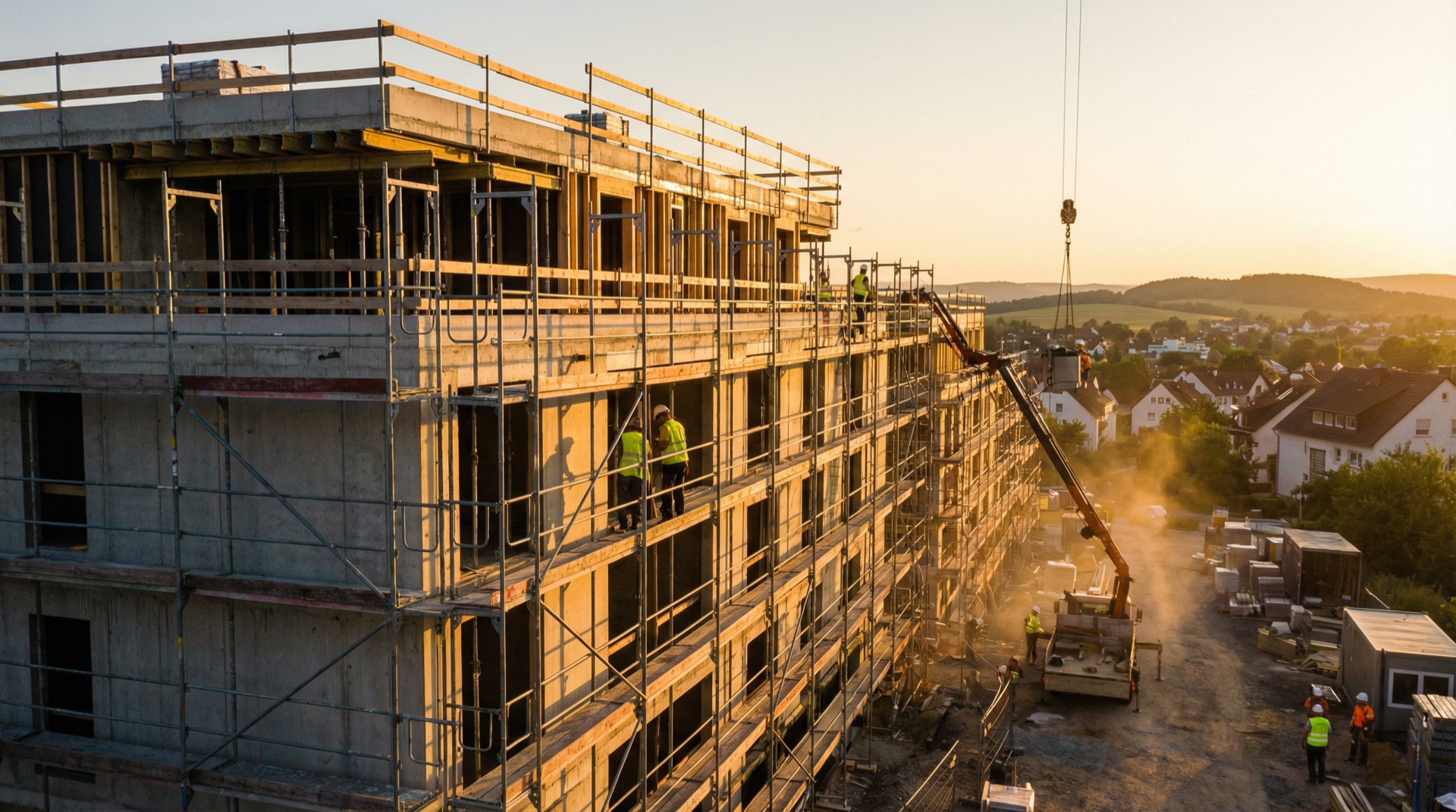 Gewerbliche Bauprojekte – Großbaustelle mit Gerüst